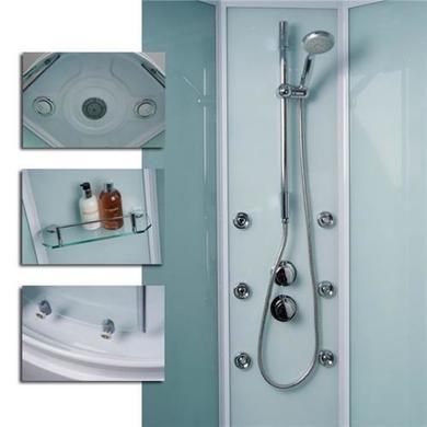 900mm Quadrant Hydromassage Shower Cabin with Tray - Aqualine