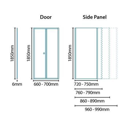 Bi Fold Door Enclosure 700mm - 6mm Glass - Aquafloe Range