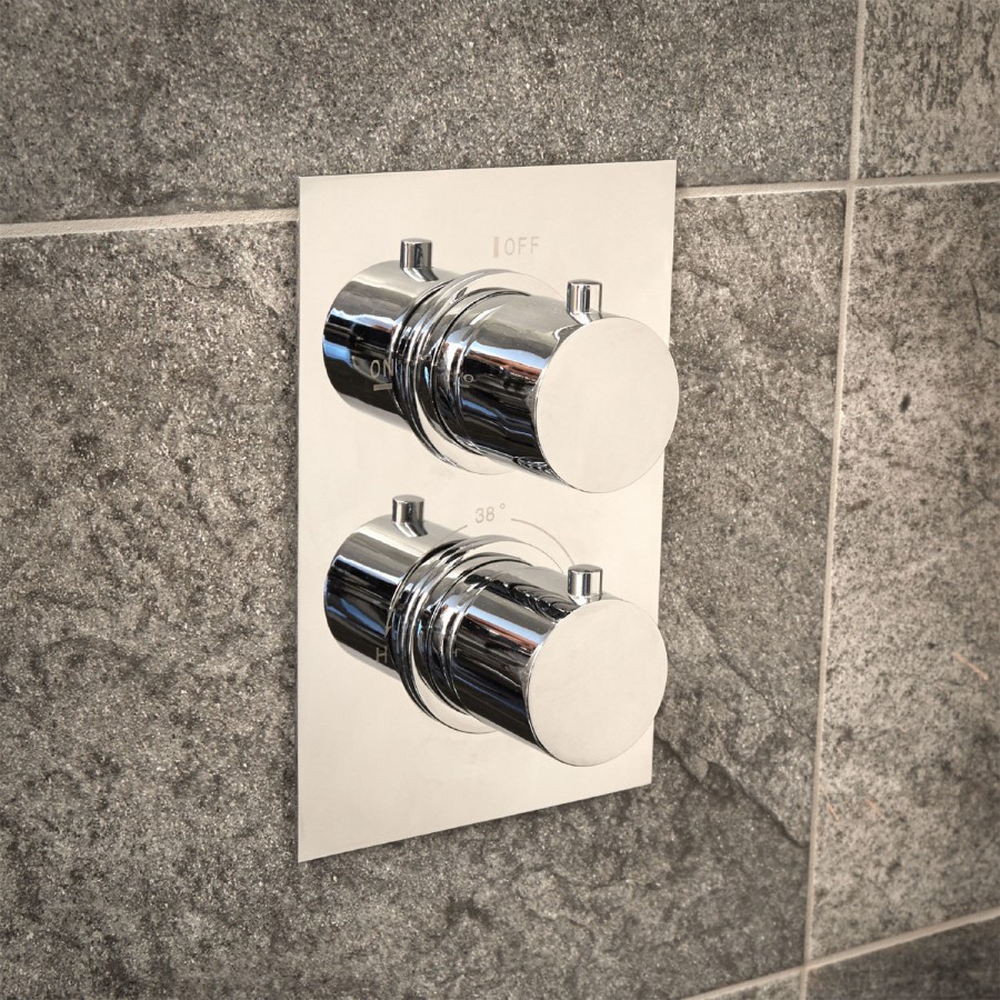 Concealed Dual Control Thermostatic Shower Valve & Freeflow Bath Filler with Push Button Waste & Overflow