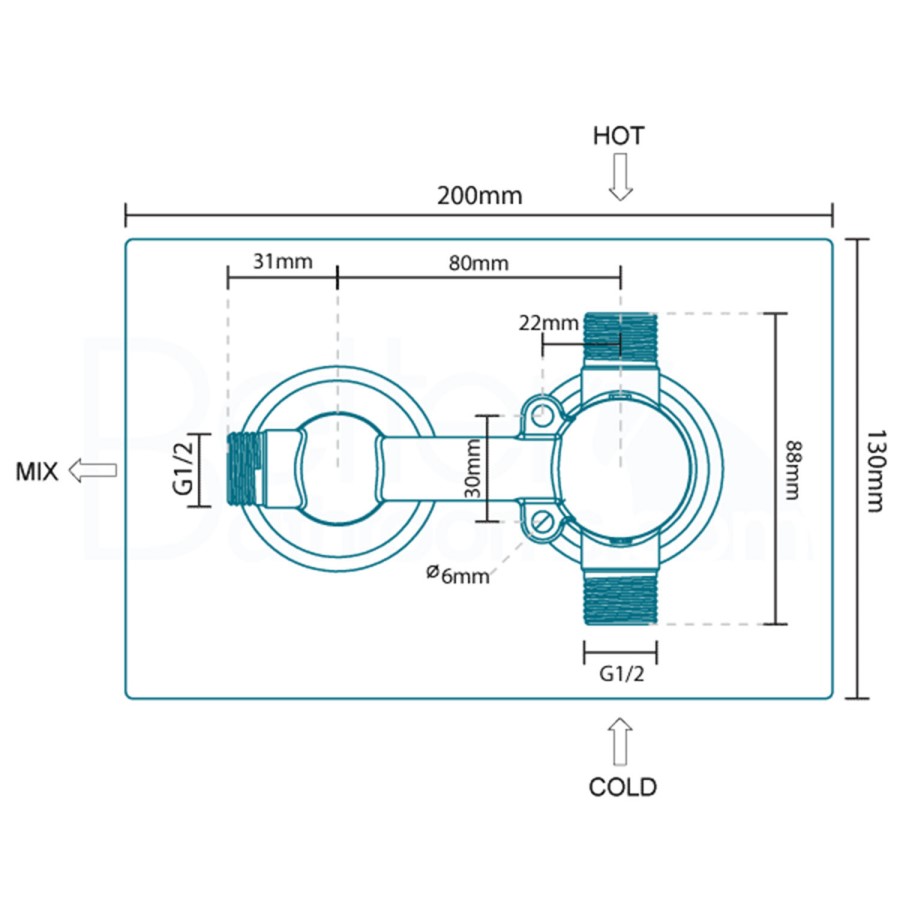 Concealed Dual Control Thermostatic Shower Valve & Freeflow Bath Filler with Push Button Waste & Overflow