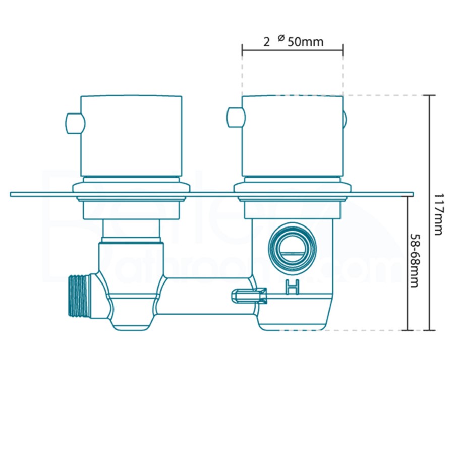 Concealed Dual Control Thermostatic Shower Valve & Freeflow Bath Filler with Push Button Waste & Overflow