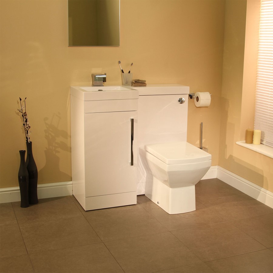 Apex White Left Hand Combination Unit with Tabor Toilet and Seat