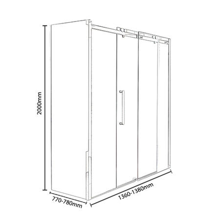 Sliding Shower Enclosure Right Hand 1400 x 800mm -  10mm Glass - Trinity Range