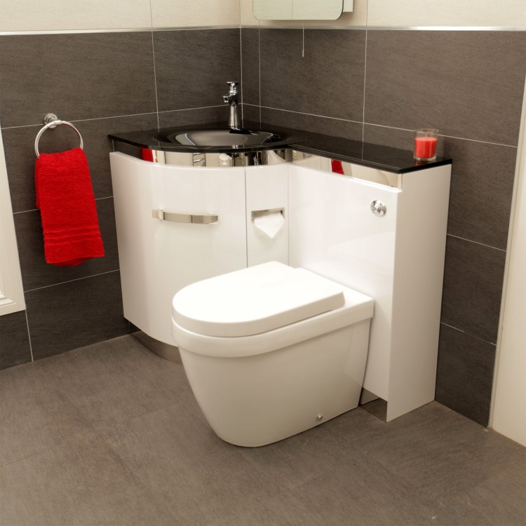 Left Hand Corner Combination Unit with Aurora Toilet - Vigo