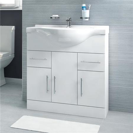 Windsor™ 75 White Vanity Basin Unit, no tap. no waste