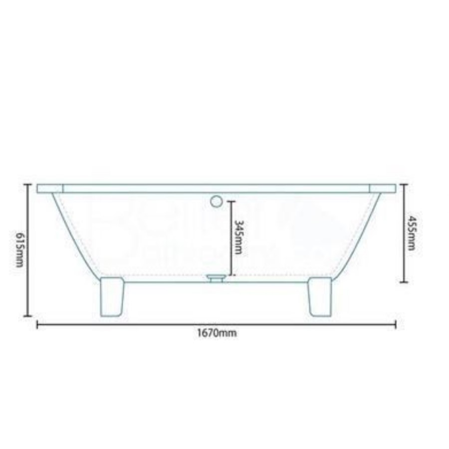 Tabor 1670 x 750 Freestanding Bath with Modern Feet