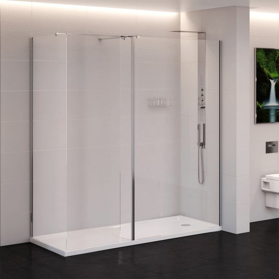 1600 x 700mm Walk-In Enclosure with Tray 10mm Glass - Trinity