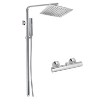Square Chrome Shower Set with Thermostatic Valve - Sima