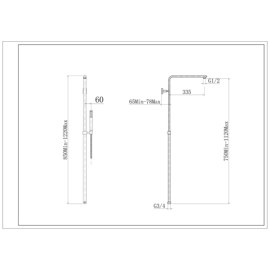 Square Chrome Shower Set with Thermostatic Valve - Sima