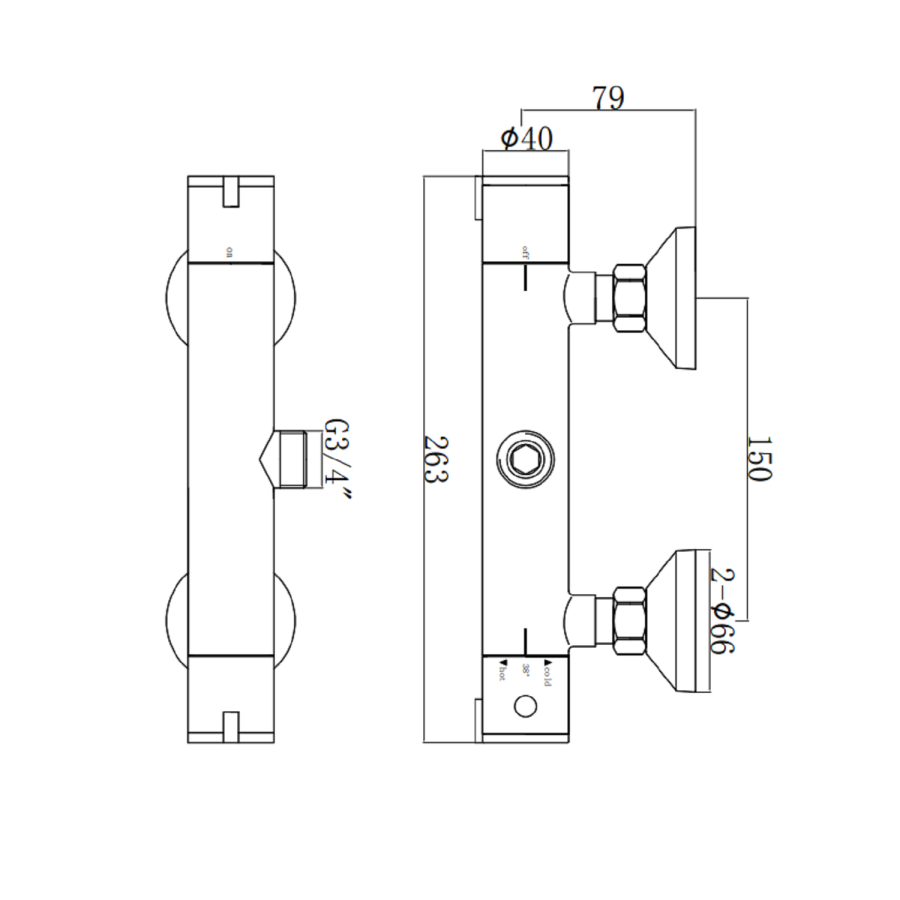 Square Chrome Shower Set with Thermostatic Valve - Sima