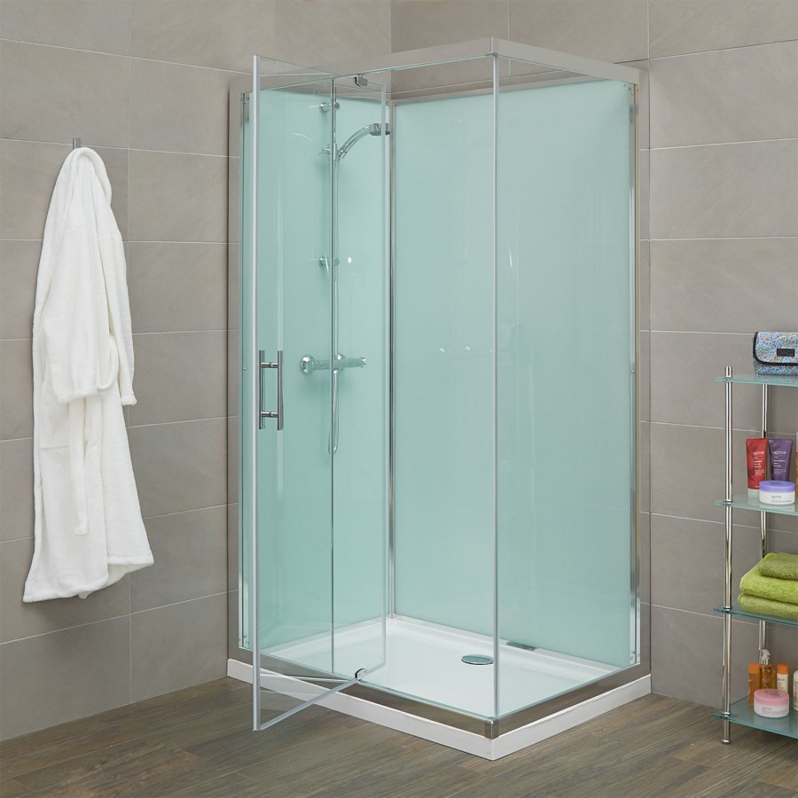1200mm x 800mm Shower Cabin with Aqua White Back Panels with Square Valve -Quatro