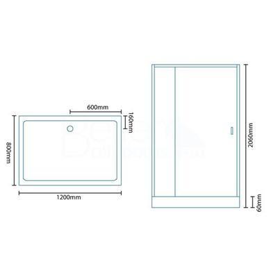 1200mm x 800mm Shower Cabin with Aqua White Back Panels with Square Valve -Quatro