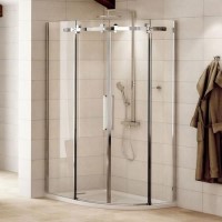 Offset Sliding Door Quadrant Enclosure 900mm -  8mm Glass - Aquafloe Iris Range