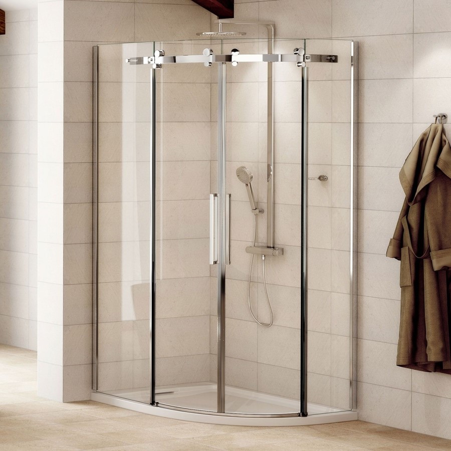 Offset Sliding Door Quadrant Enclosure 900mm -  8mm Glass - Aquafloe Iris Range