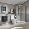 900mm Shower Suite with 410mm Wall Hung Vanity Unit with Basin and Toilet 