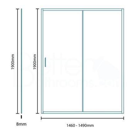 Sliding Shower Door 1500mm - 8mm Glass - Aquafloe Iris Range