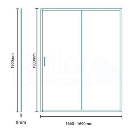 Sliding Shower Door 1700mm - 8mm Glass - Aquafloe Range