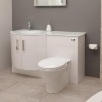 Left Hand Bow Front Combination Unit with White Basin - Vigo 