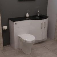 Right Hand Bow Front Combination Unit with Black Basin  - Vigo