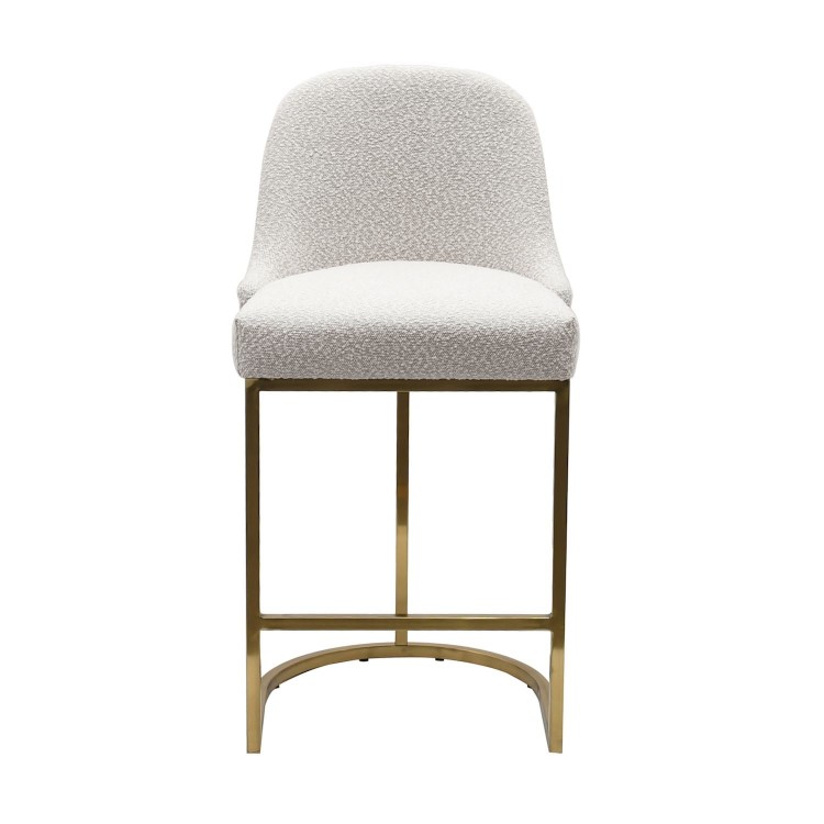 Set of 2 Beige Boucle Kitchen Stools with Gold Legs - Callie