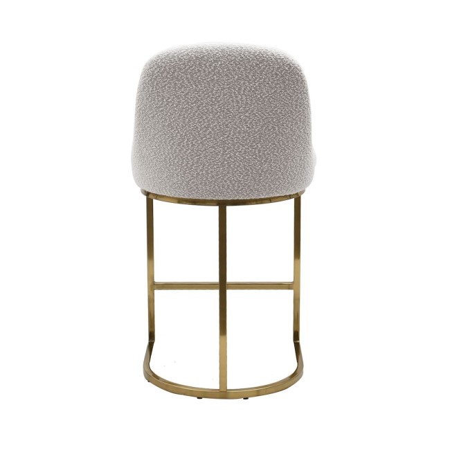 Set of 2 Beige Boucle Kitchen Stools with Brass Legs - Callie