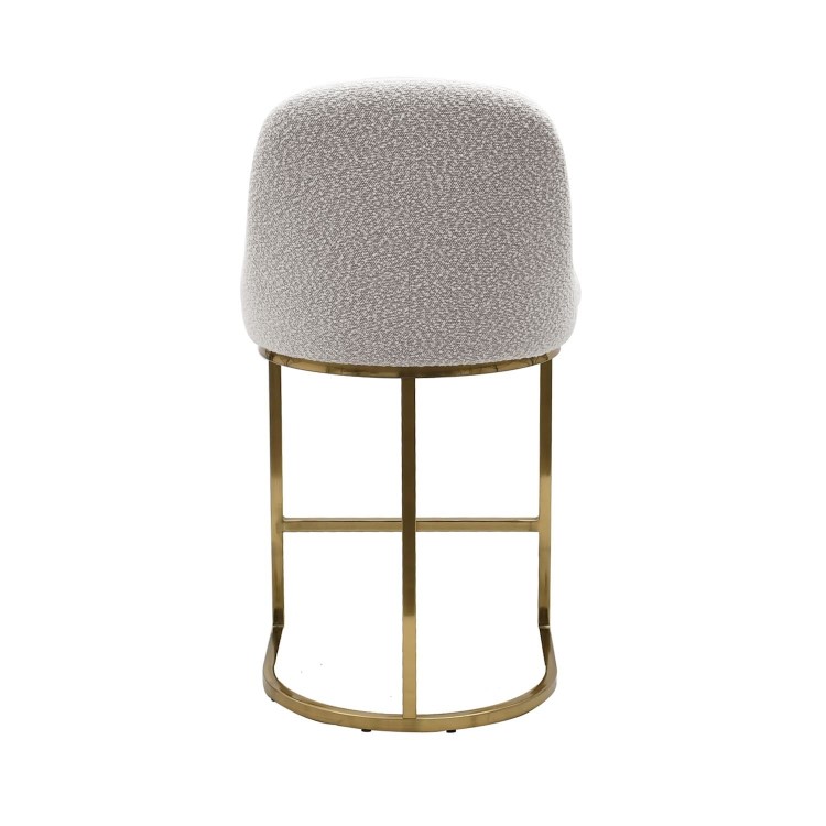 Set of 2 Beige Boucle Kitchen Stools with Gold Legs - Callie