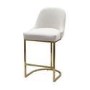 Set of 4 Beige Boucle Kitchen Stool with Brass Legs - Callie