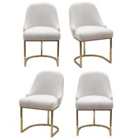 Set of 4 Beige Boucle Dining Chairs with Gold Legs - Callie Set of 4 Beige Boucle Dining Chairs with Gold Legs - Callie