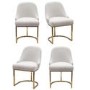 Set of 4 Beige Boucle Dining Chairs with Gold Legs - Callie