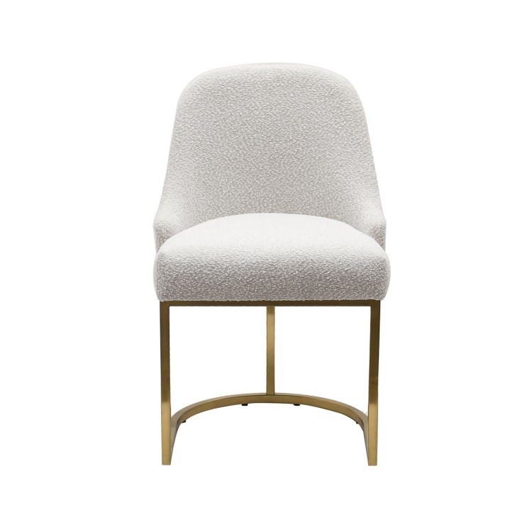 Set of 4 Beige Boucle Dining Chairs with Gold Legs - Callie