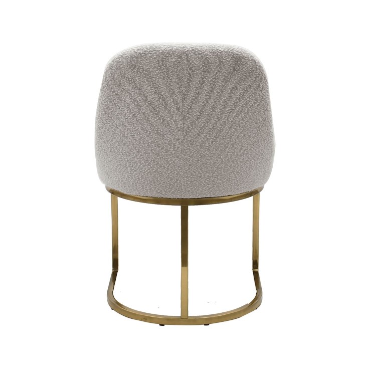 Set of 4 Beige Boucle Dining Chairs with Gold Legs - Callie