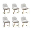 BUN/CAL002/95561 Set of 6 Beige Boucle Dining Chairs with Gold Legs - Callie