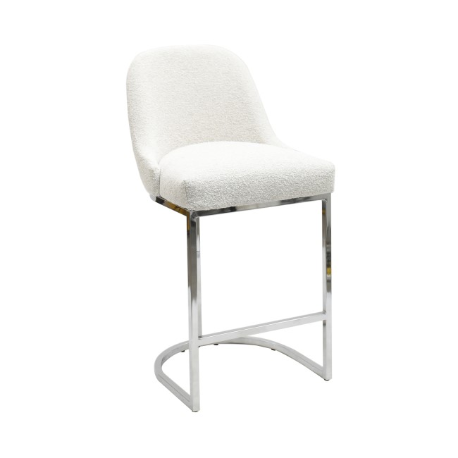 ONLY OPENED - Beige Boucle and Chrome Kitchen Stool - Callie