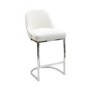 Set of 3 Beige Boucle and Chrome Kitchen Stool - Callie 