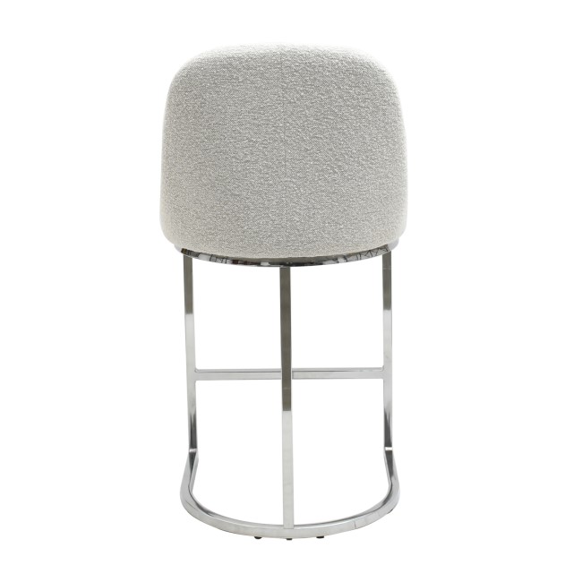 ONLY OPENED - Beige Boucle and Chrome Kitchen Stool - Callie