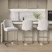 Set of 3 Beige Boucle and Chrome Kitchen Stools - Callie
