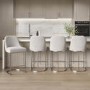 Set of 4 Beige Boucle and Chrome Kitchen Stool - Callie