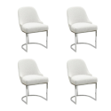 BUN/CAL004/95129 Set of 4 Beige Boucle Dining Chairs with Chrome Legs - Callie