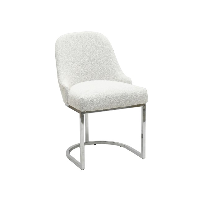 Set of 2 Beige Boucle Dining Chairs with Chrome Legs - Callie