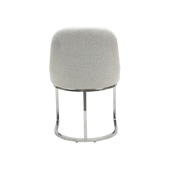 Set of 2 Beige Boucle Dining Chairs with Chrome Legs - Callie