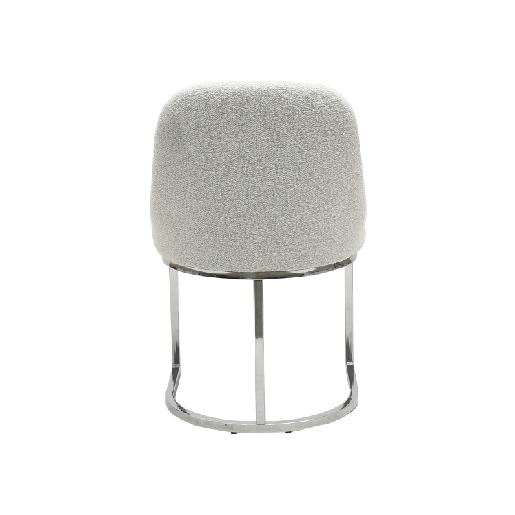 Set of 6 Beige Boucle Dining Chairs with Chrome Legs - Callie