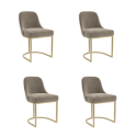 BUN/CAL005/98330 Set of 4 Mink Velvet Dining Chairs with Gold Legs - Callie