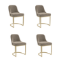 Set of 4 Mink Velvet Dining Chairs with Gold Legs - Callie