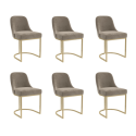 BUN/CAL005/98331 Set of 6 Mink Velvet Dining Chairs with Gold Legs - Callie