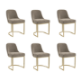 Set of 6 Mink Velvet Dining Chairs with Gold Legs - Callie