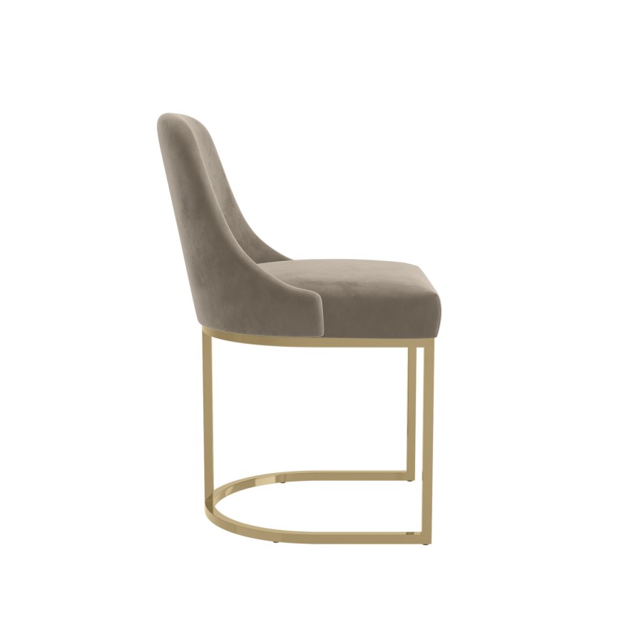 Set of 2 Mink Velvet Dining Chairs with Gold Legs - Callie