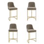 Set of 4 Mink Velvet Kitchen Stools with Gold Legs - Callie