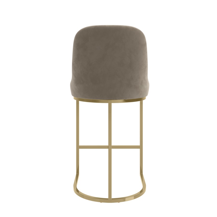 Set of 2 Mink Velvet Kitchen Stools with Gold Legs - Callie