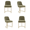 BUN/CAL006/98338 Set of 4 Sage Green Velvet Dining Chairs with Gold Legs - Callie