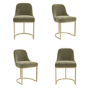 Set of 4 Sage Green Velvet Dining Chairs with Gold Legs - Callie
